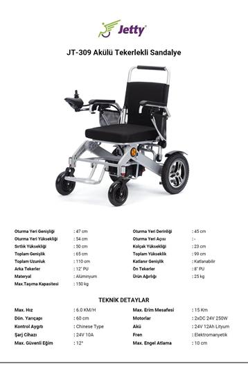 Jetty JT-309 Uzaktan Kumandalı Hafif Akülü Tekerlekli Sandalye